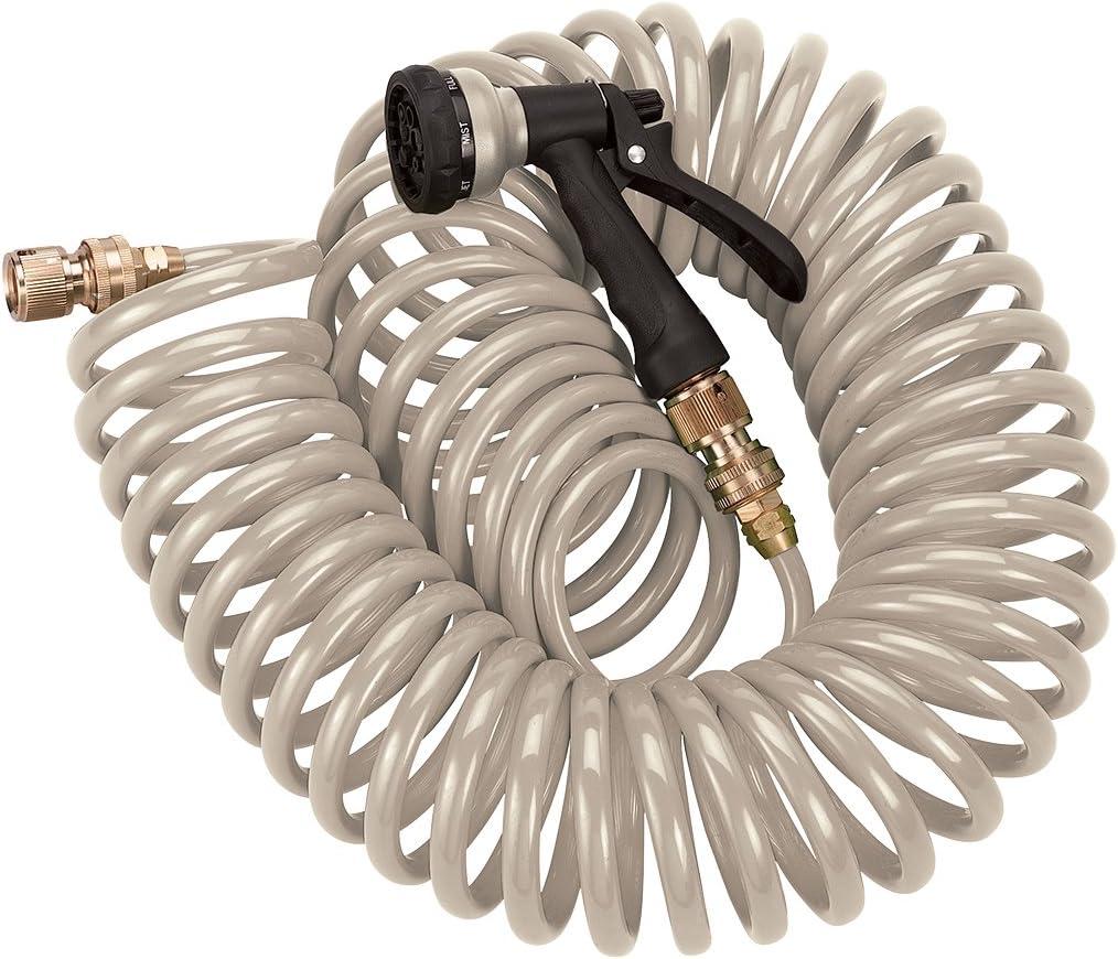 image:imageOrbit 27862 25Foot Coil Hose with Nozzle GreenTan