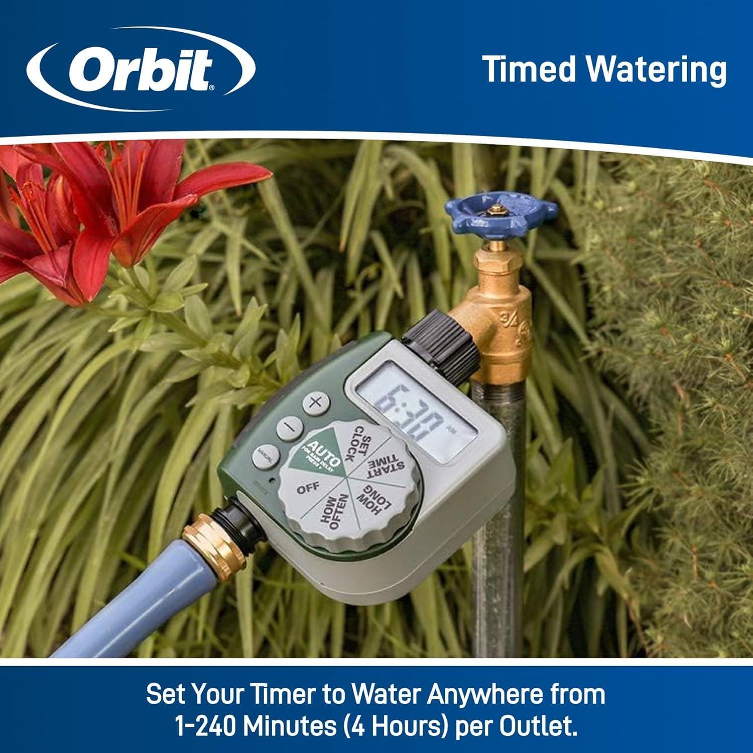image:imageOrbit 56233D 3Outlet Digital Watering Timer 3 valves Black and Gray1 Outlet Timer 3in1 Filter Pressure Regulator