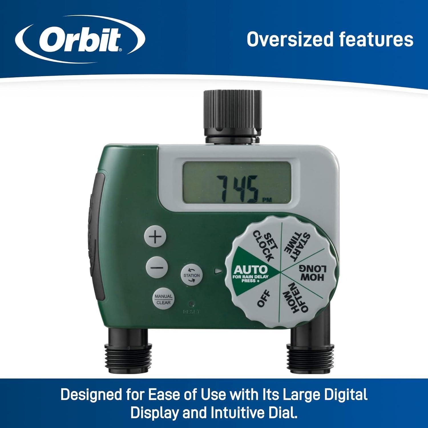 image:imageOrbit 56233D 3Outlet Digital Watering Timer 3 valves Black and Gray2 Outlet Pack of 2