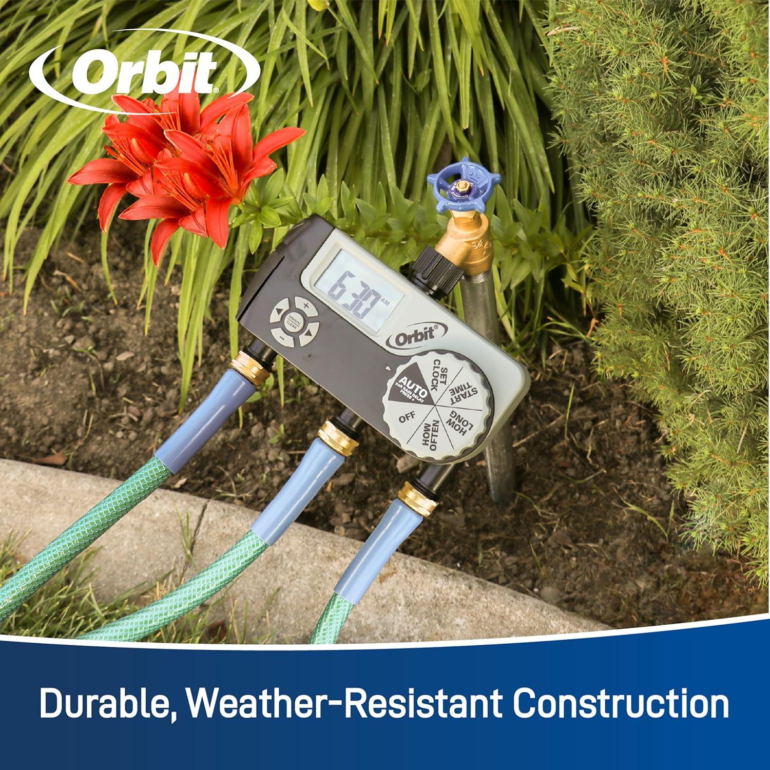 image:imageOrbit 56233D 3Outlet Digital Watering Timer 3 valves Black and Gray3 Outlet 2 Digital 1 Manual