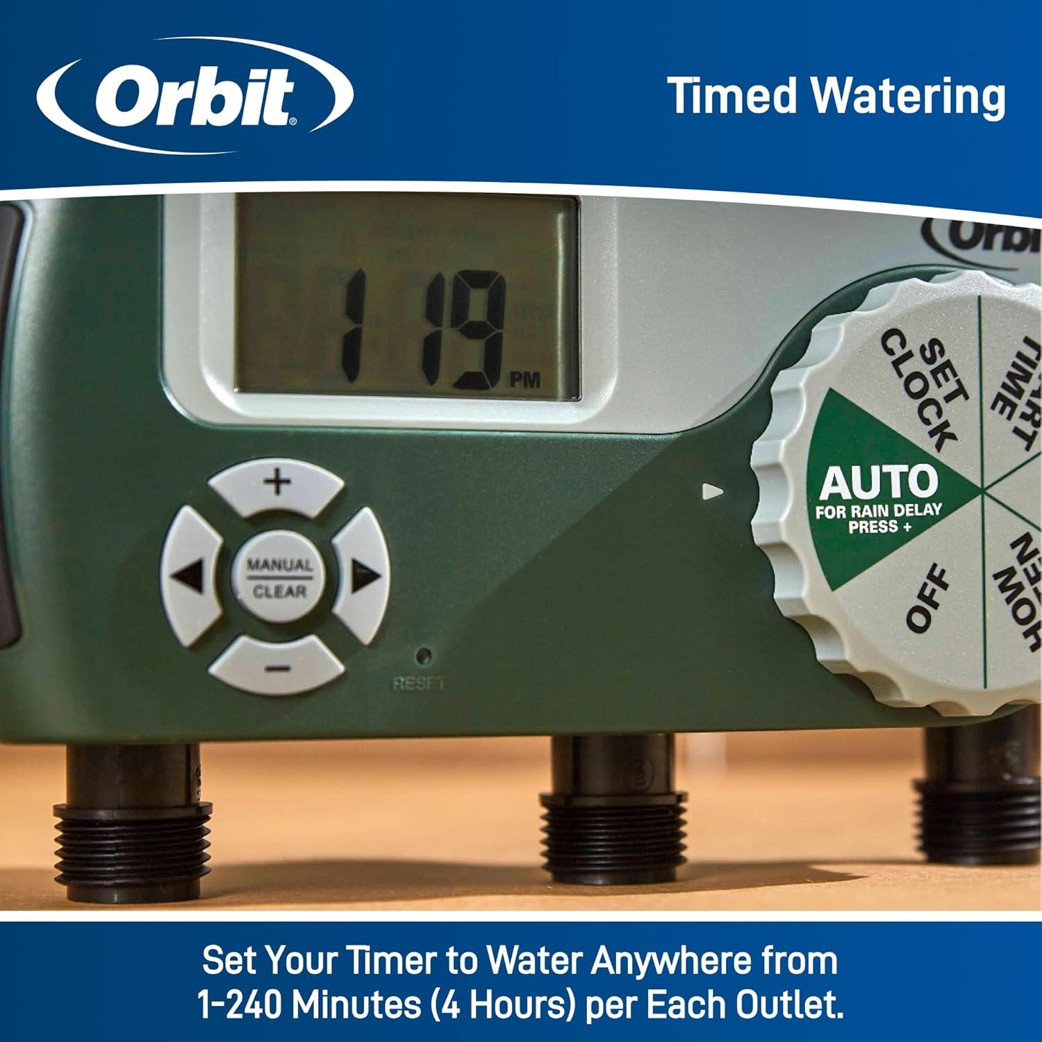 image:imageOrbit 56233D 3Outlet Digital Watering Timer 3 valves Black and Gray3 Outlet