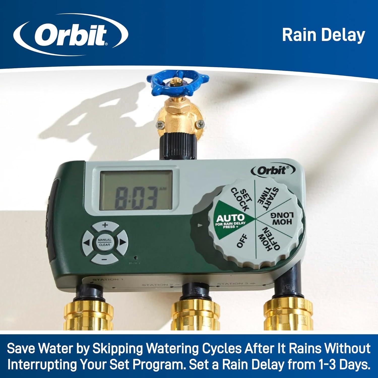 image:imageOrbit 56233D 3Outlet Digital Watering Timer 3 valves Black and Gray3 Outlet