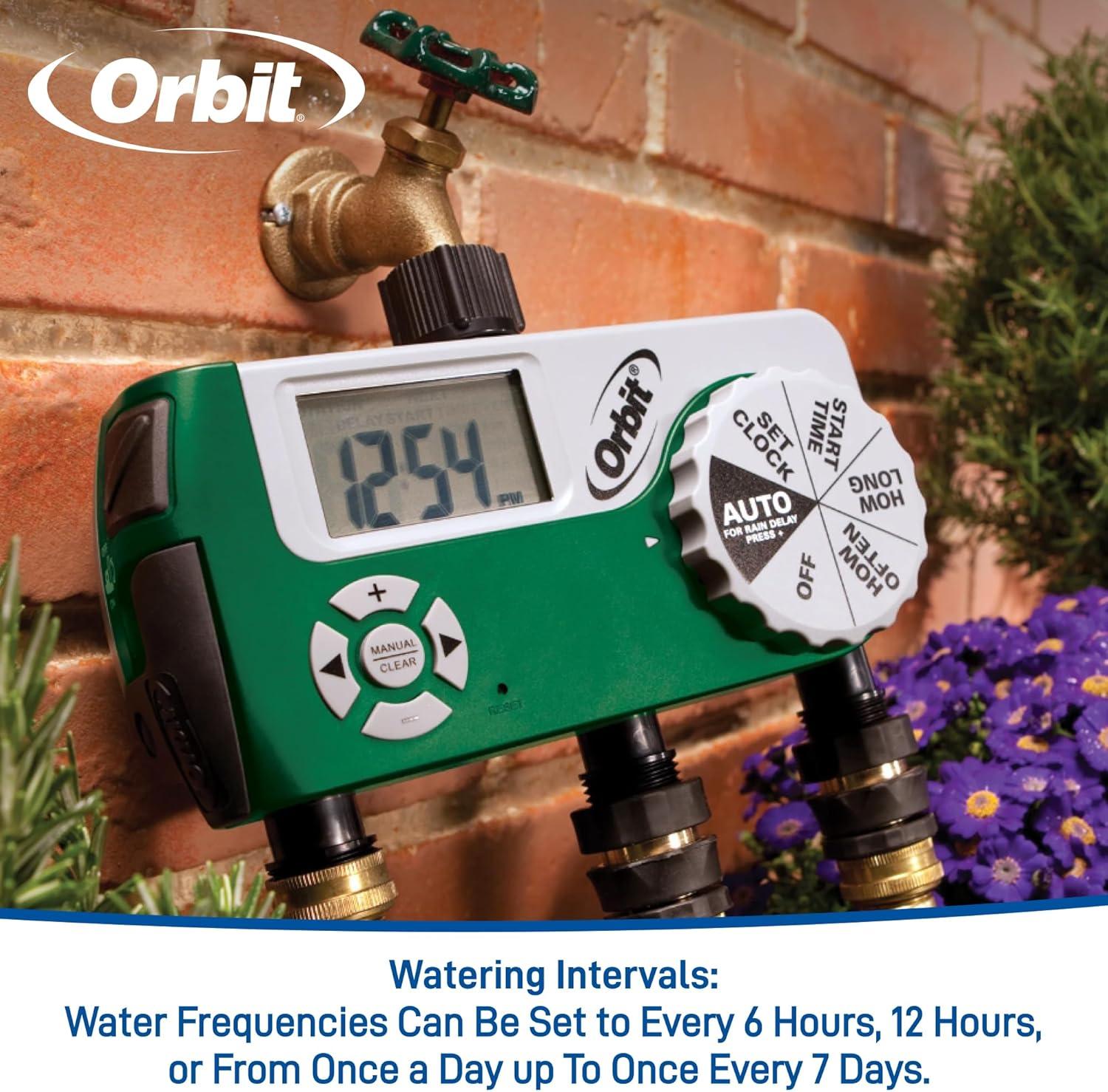 image:imageOrbit 56233D 3Outlet Digital Watering Timer 3 valves Black and Gray3 Outlet Pack of 4