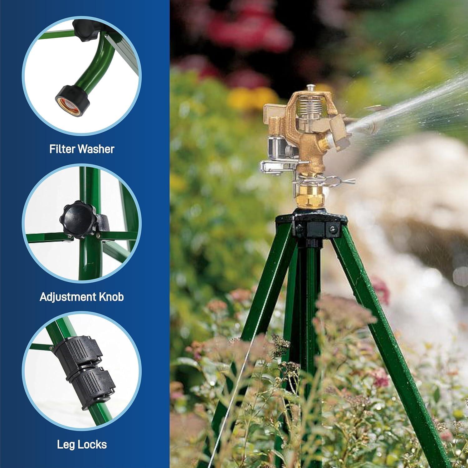 image:imageOrbit 56667Z Tripod Lawn Zinc Impact Sprinkler 360 Degree Rotating Sprinkler2Pack Brass Impact Sprinkler