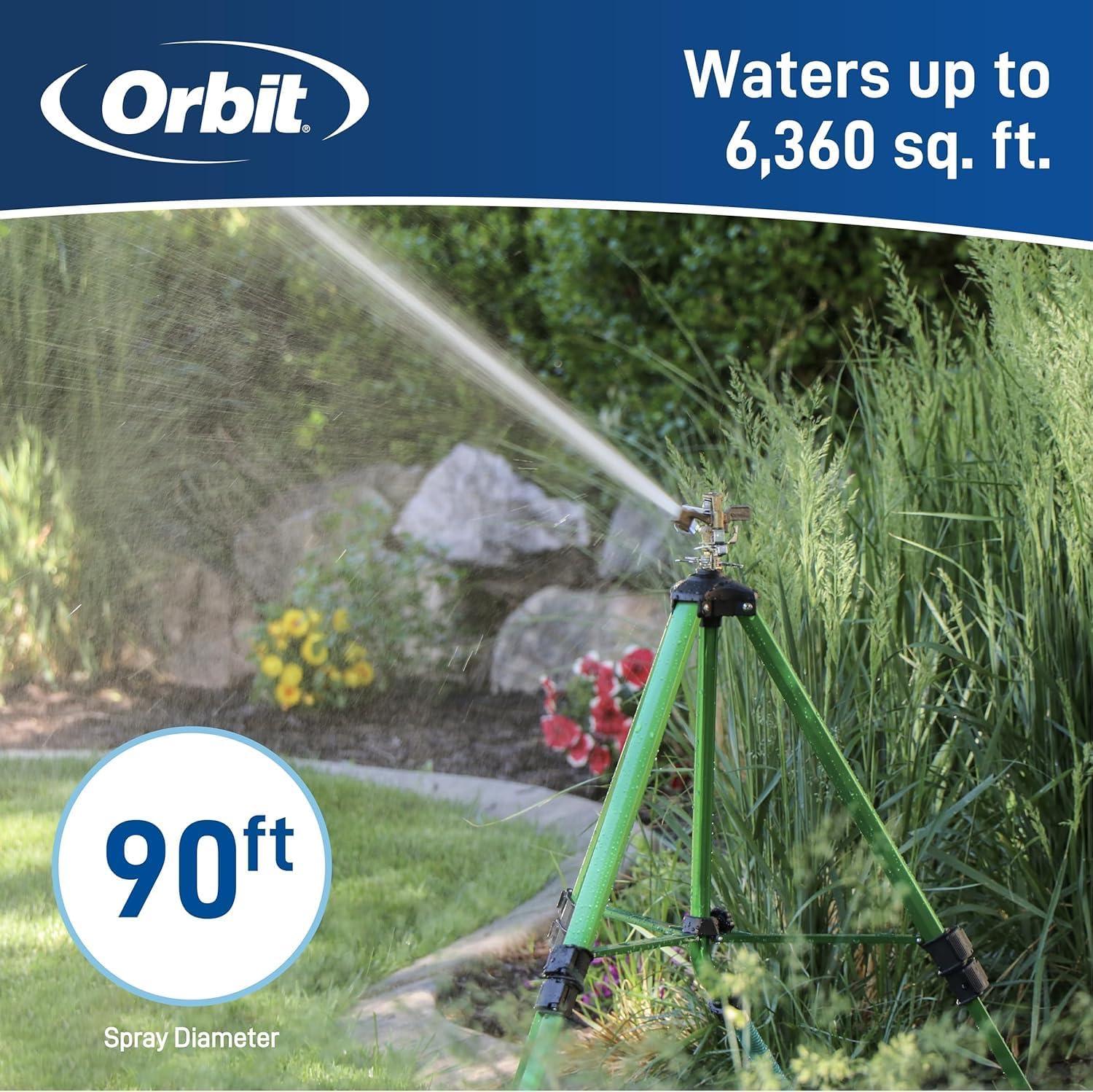 image:imageOrbit 56667Z Tripod Lawn Zinc Impact Sprinkler 360 Degree Rotating Sprinkler2Pack Brass Impact Sprinkler