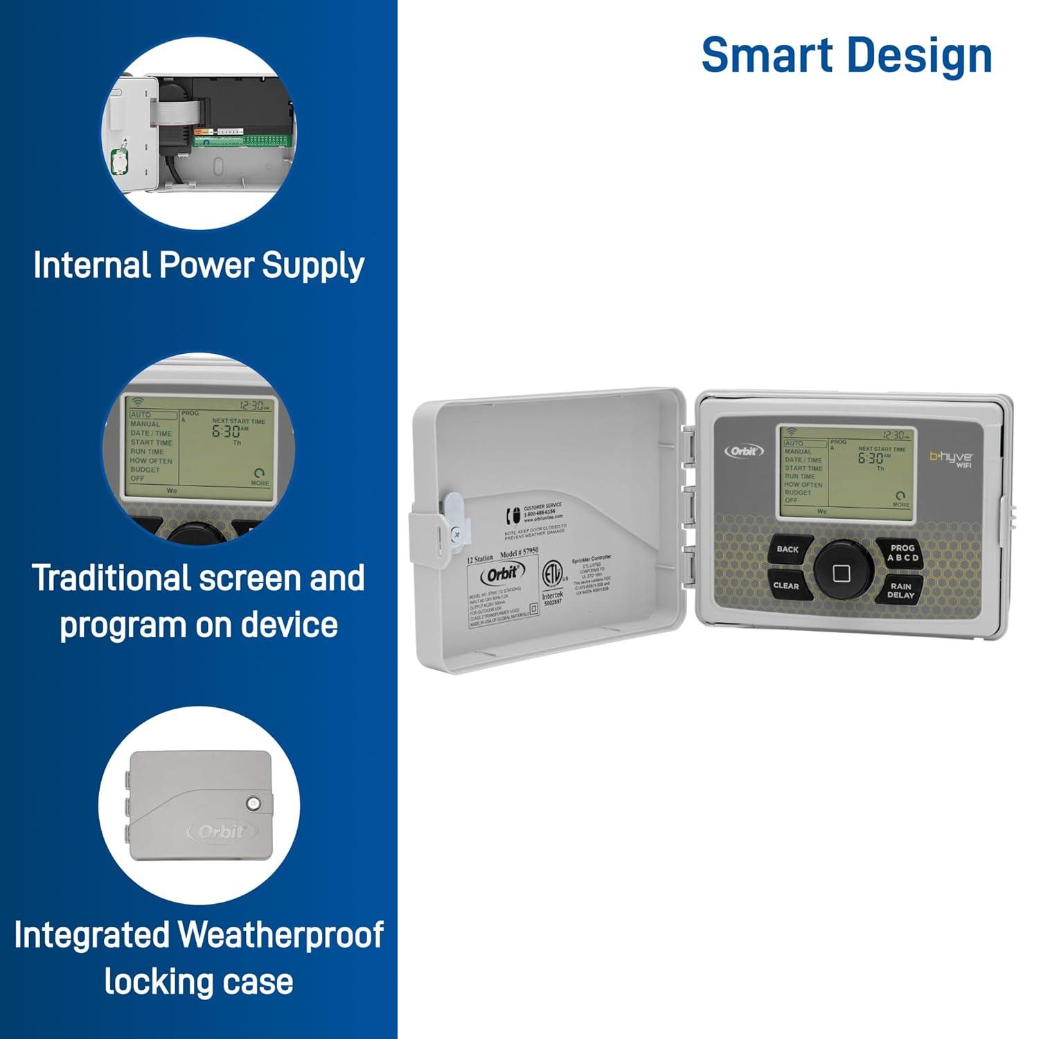 image:imageOrbit 57950 Bhyve 12Zone Smart IndoorOutdoor Sprinkler Controller6Zone