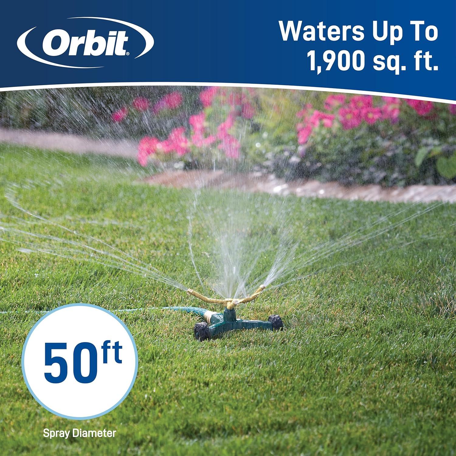 image:imageOrbit 58257N Lawn and Garden 3Arm Metal Sprinkler with Wheel Base3Arm Sprinkler