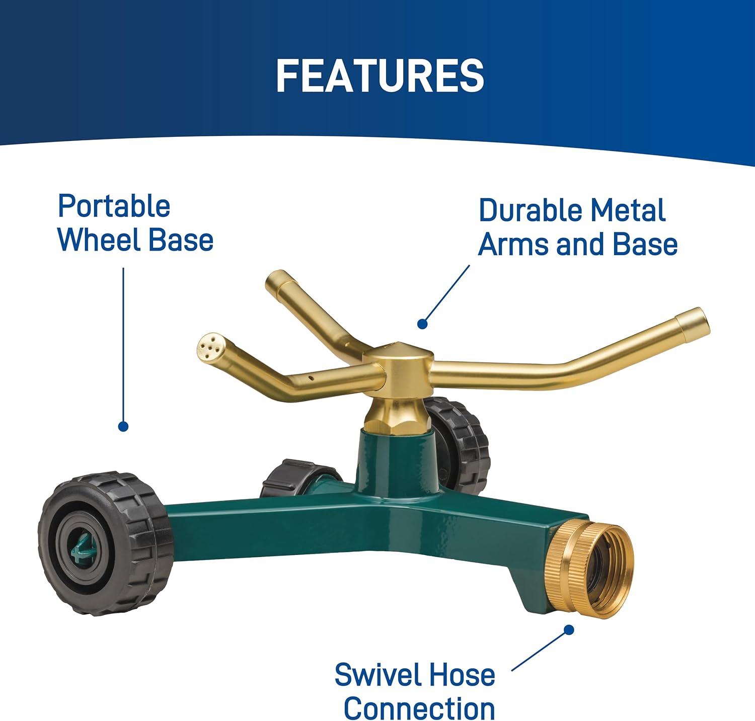 image:imageOrbit 58257N Lawn and Garden 3Arm Metal Sprinkler with Wheel Base3Arm Sprinkler