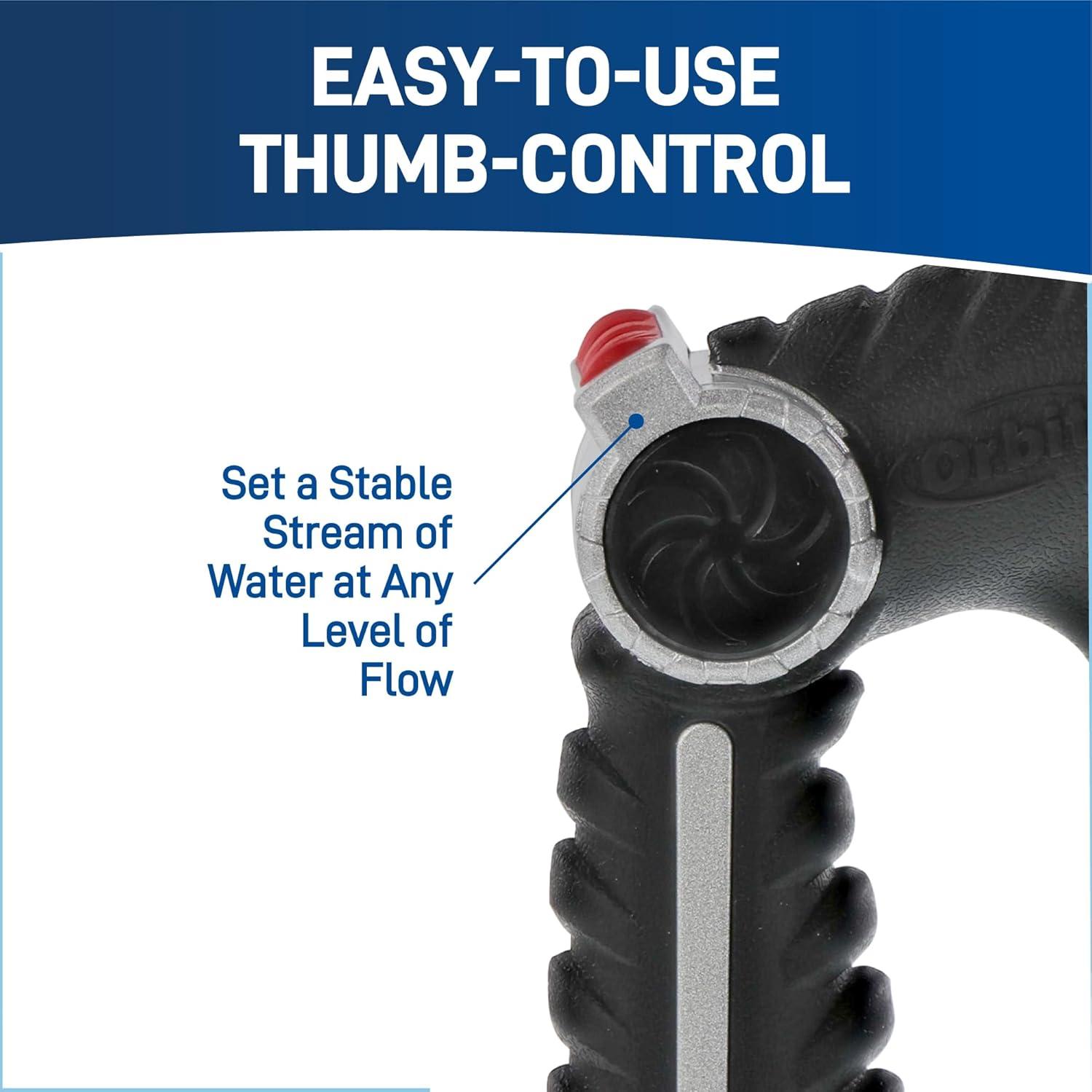 image:imageOrbit 58984 Thumb Control DGrip Contractor Adjustable Pistol Brass Spray Nozzle black8Pattern