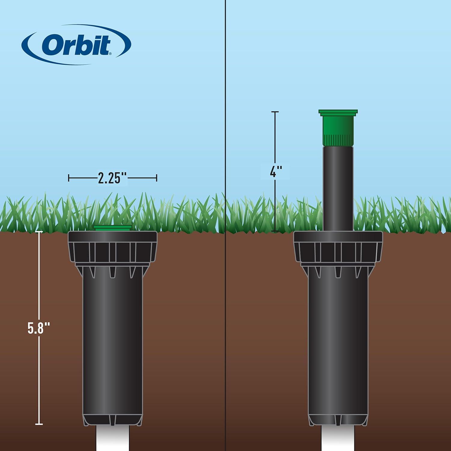 image:imageOrbit 80314 4inch Professional PressureRegulating PopUp Spray Head Sprinkler with 15Foot Brass Nozzle Half SprayHalf Pattern
