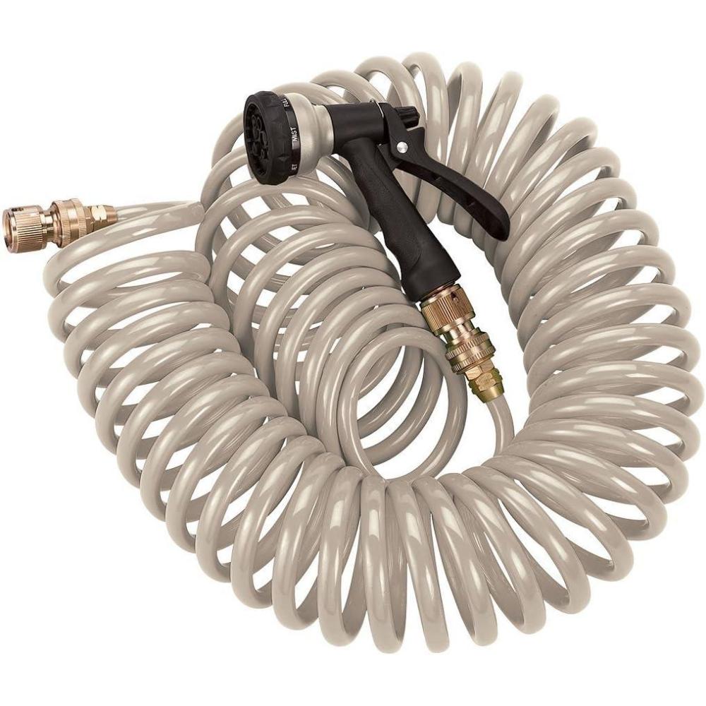 image:imageOrbit 27862 25Foot Coil Hose with Nozzle GreenTan