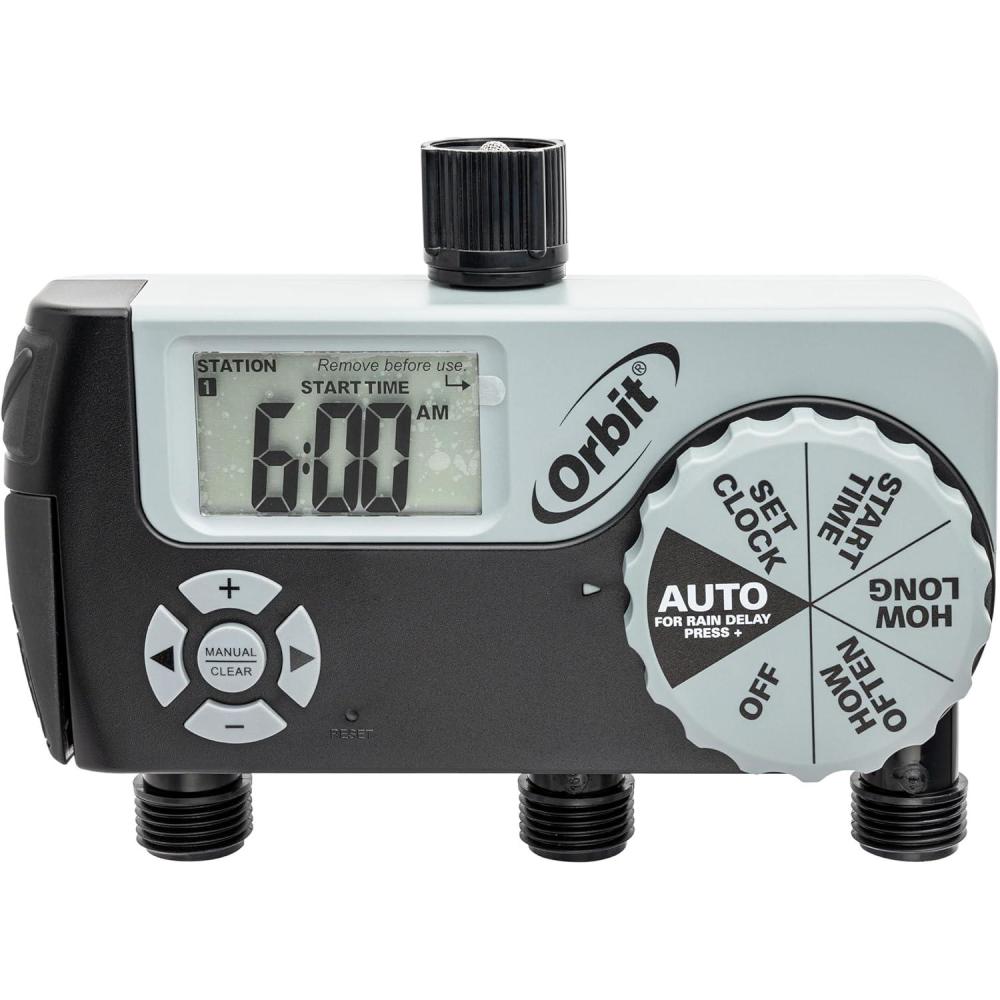image:imageOrbit 56233D 3Outlet Digital Watering Timer 3 valves Black and Gray3 Outlet 2 Digital 1 Manual