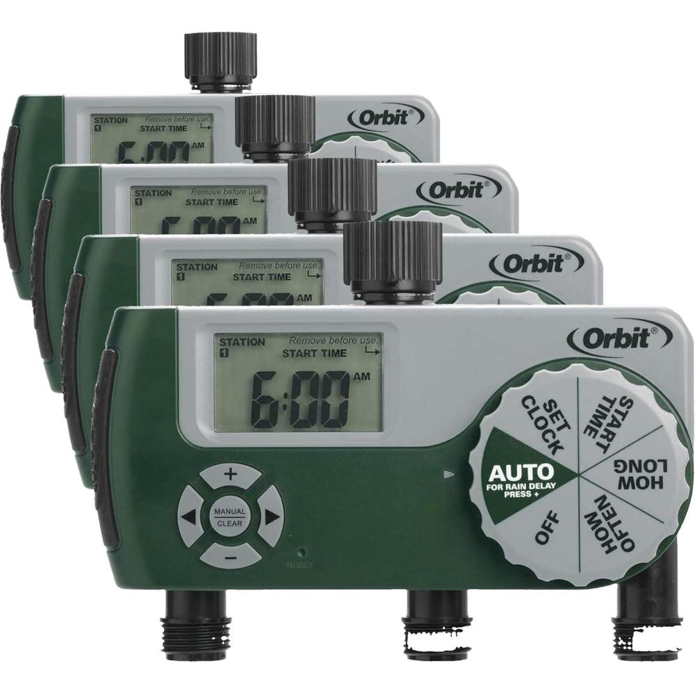 image:imageOrbit 56233D 3Outlet Digital Watering Timer 3 valves Black and Gray3 Outlet Pack of 4