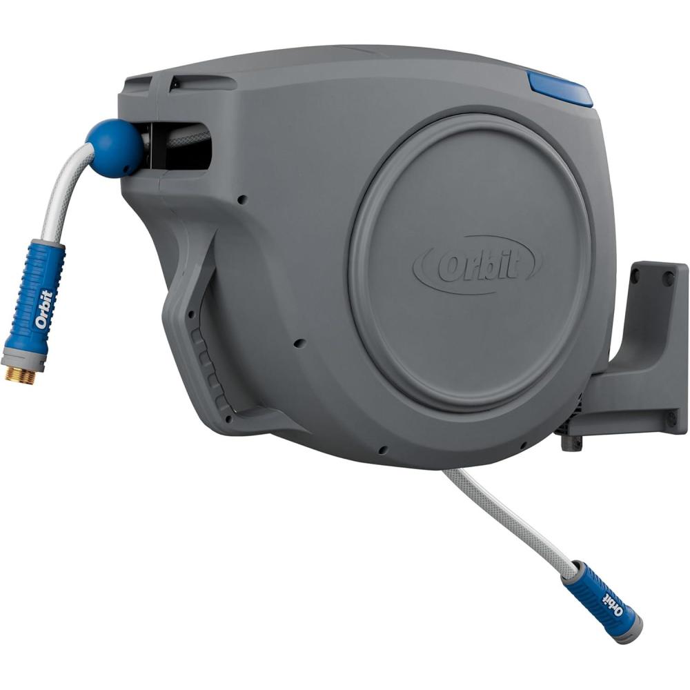 image:imageOrbit AutoRetractable Garden Hose Reel 100 ft x 58 in HeavyDuty 180 Swivel Mount 500 PSI Burst Strength 28263