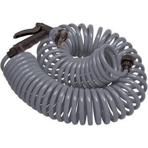 Orbit 26381 Coil Garden Hose, 25 Feet, with 8-Pattern Hose Nozzle (Blue)(Gray)