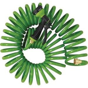 Orbit 27862 25-Foot Coil Hose with Nozzle, Green(Green)