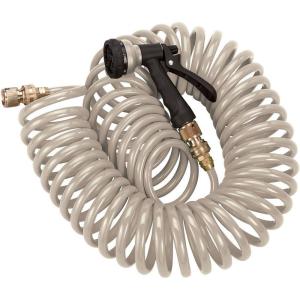 Orbit 27862 25-Foot Coil Hose with Nozzle, Green(Tan)