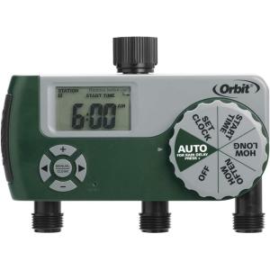 Orbit 56233D 3-Outlet Digital Watering Timer, 3 valves, Black and Gray(3 Outlet)