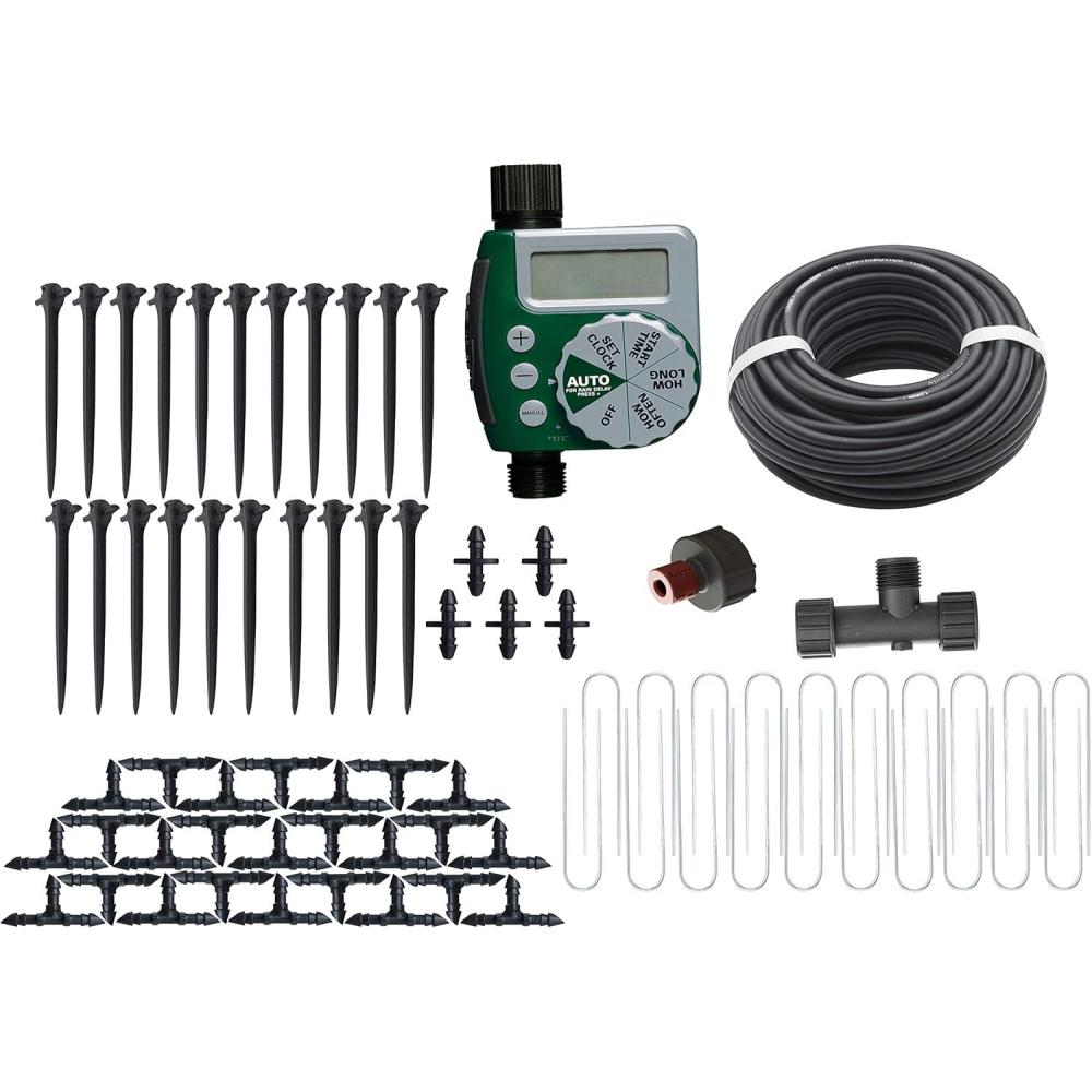 image:imageOrbit 91944 Tomato Garden Drip Irrigation System Complete 10Plant Watering Kit with PushConnect Fittings WaterSaving Design for Vegetables amp Garden BoxesTraditional Timer